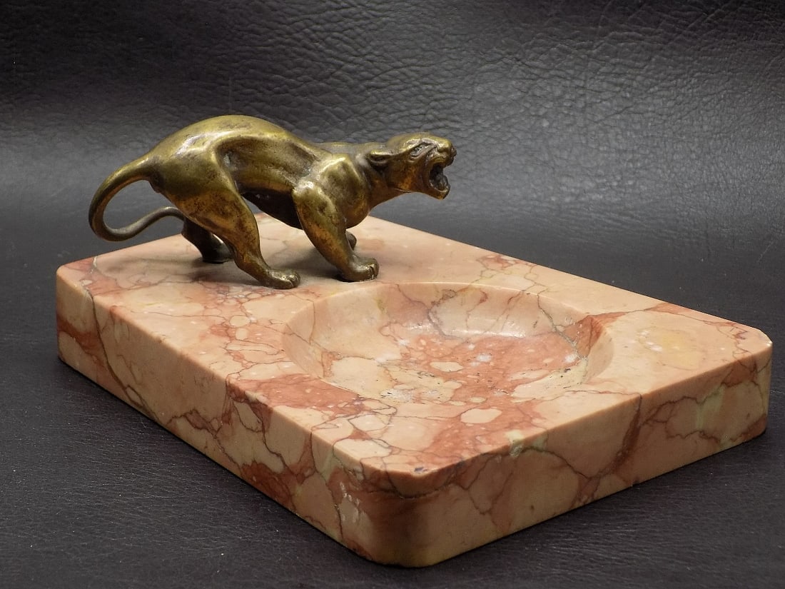 Vintage Bronze tiger on marble base (1 of 7)
