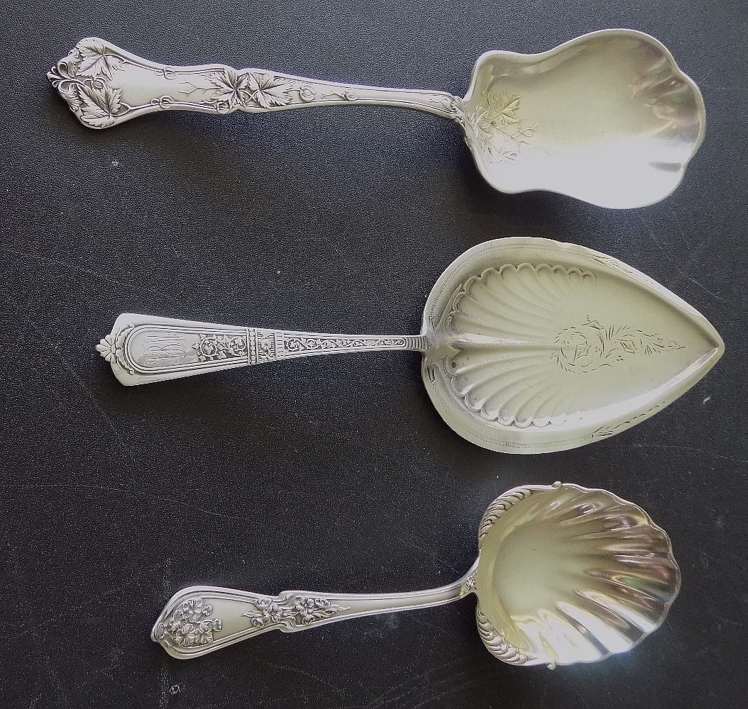 Three Large Vintage Ornate Sterling Silver Flatware Serving Pieces Auction