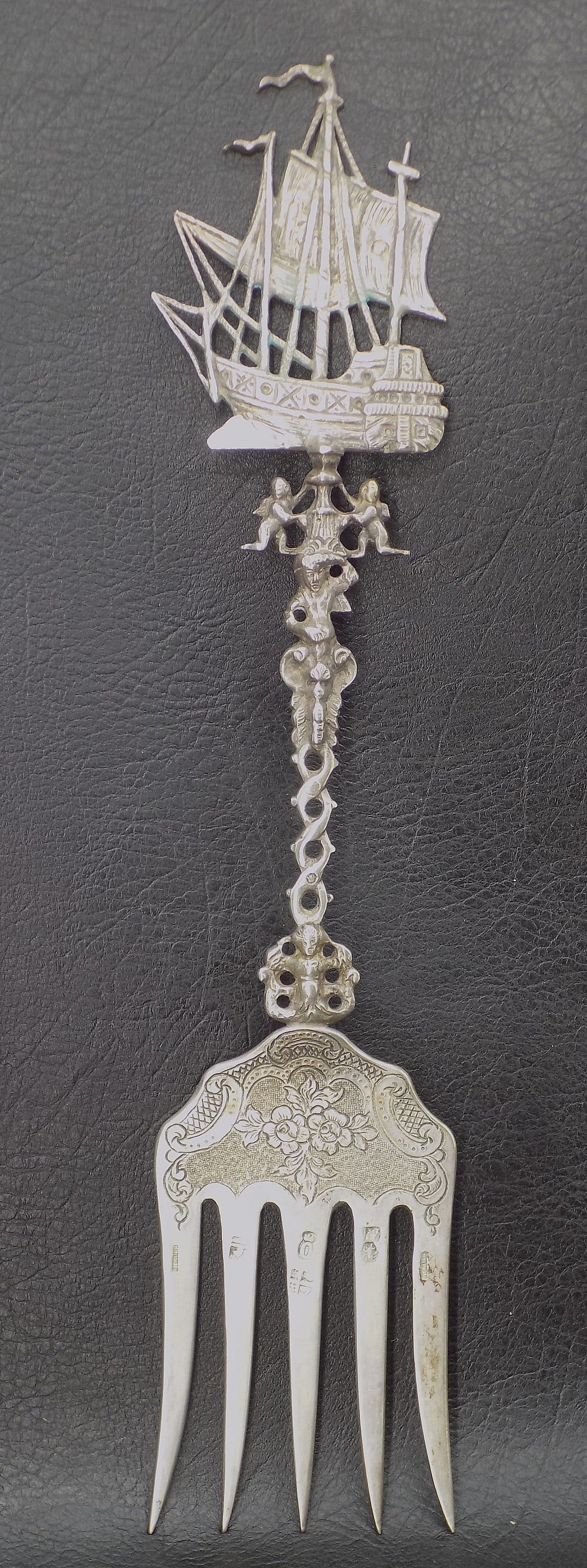 Fancy vintage large sterling silver fork (1 of 10)