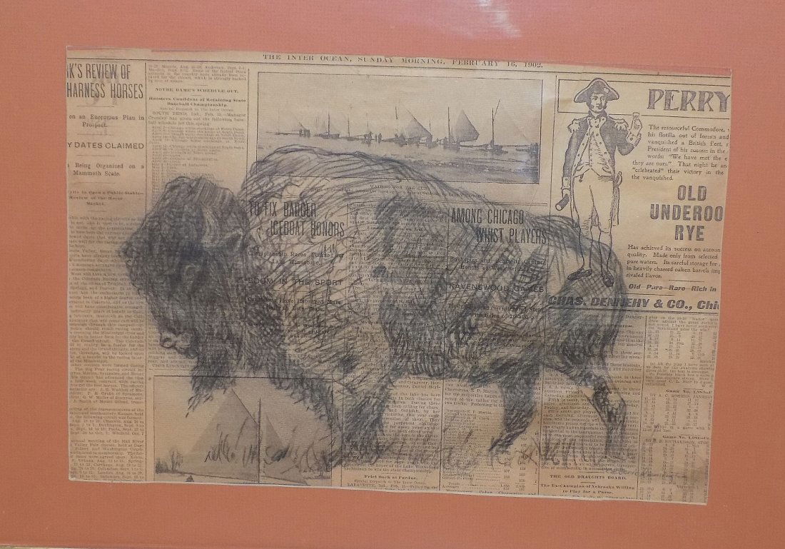 Rare Frederic Remington sketch on Chicago 1902 newspaper (1 of 12)