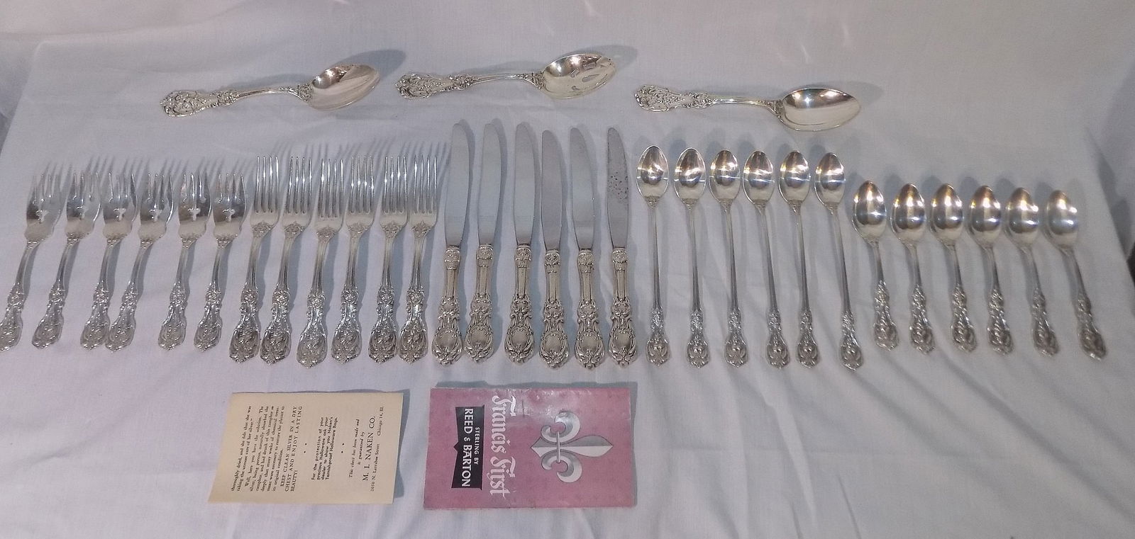Vintage 6 place Reed and Barton Francis First sterling silver flatware dinner set (1 of 7)