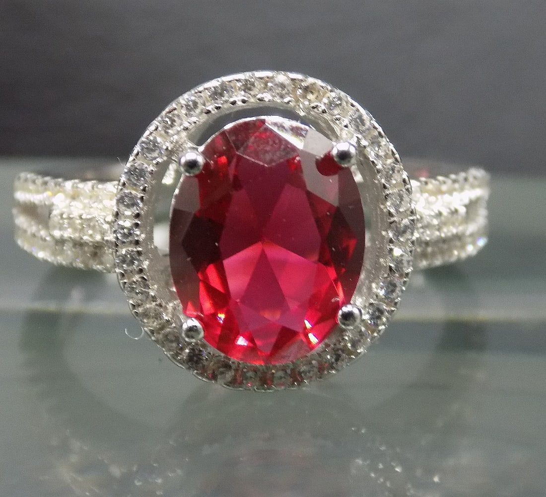 Beautiful 3 cwt ruby and topaz sterling ring (1 of 5)