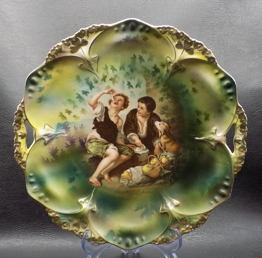 Beautiful vintage R S Prussia desert plate with Melon Eaters (1 of 6)