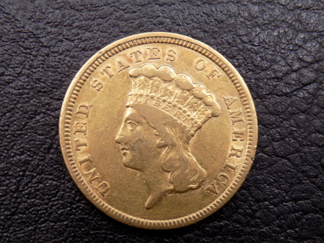 High grade 1854 $3 dollar gold coin. (1 of 3)