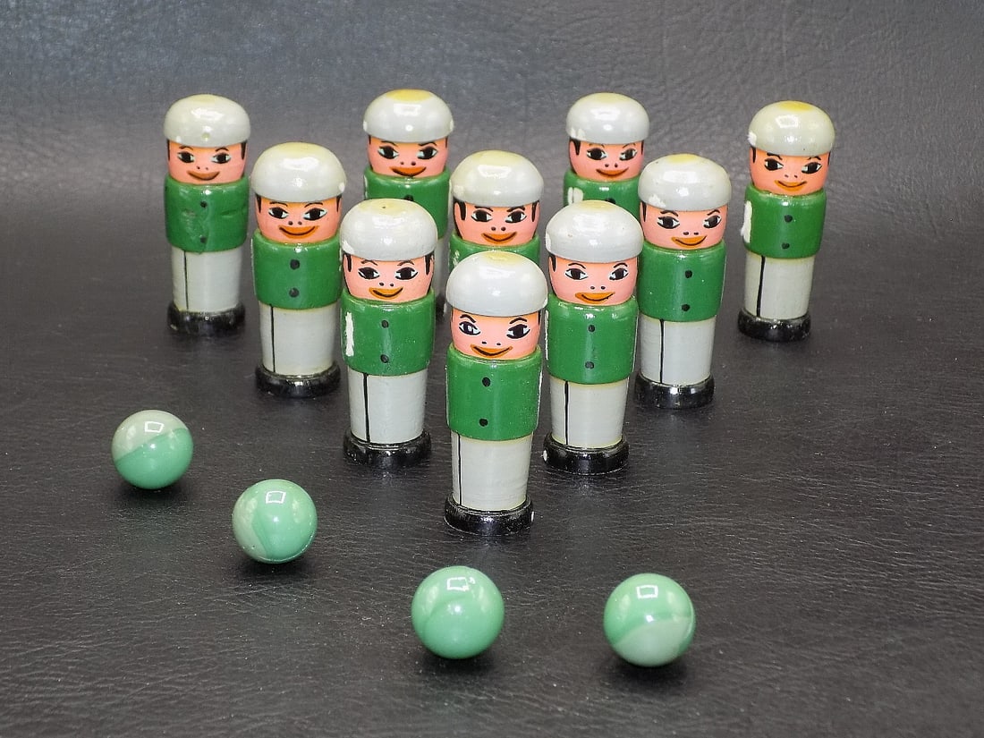 Unique wooden toy soldier bowling game.  Late 1800s to early 1900s (1 of 5)