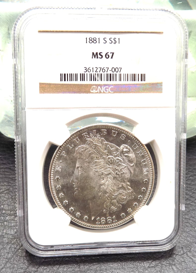 Uncirculated 1881 S Morgan NGC graded MS67 silver dollar (1 of 4)