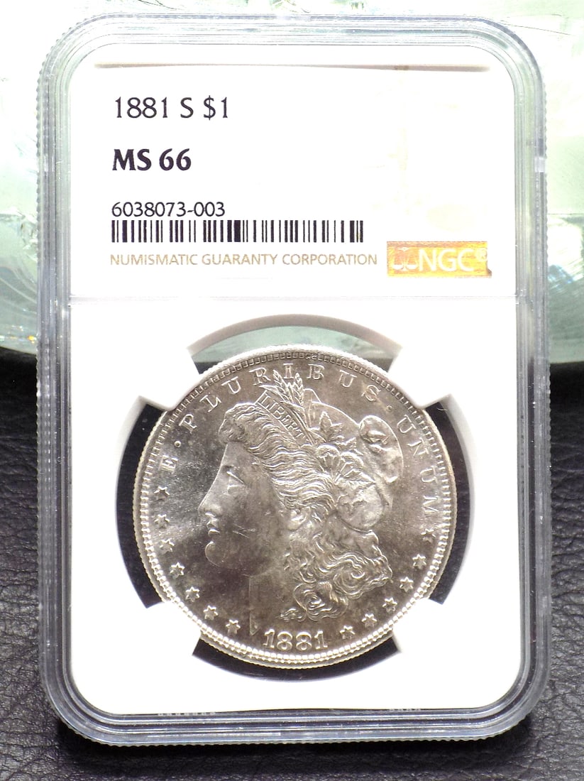 Uncirculated 1881 S Morgan NGC graded MS66 silver dollar (1 of 4)