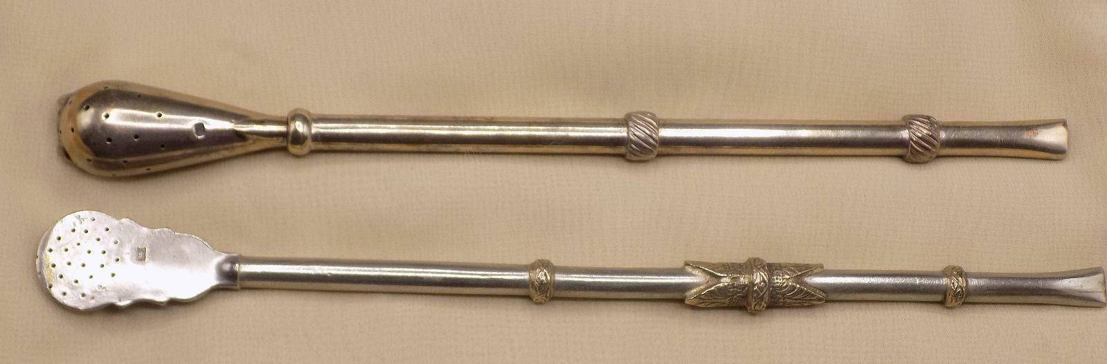 Two vintage 800 sterling silver tea strainer straws (1 of 7)