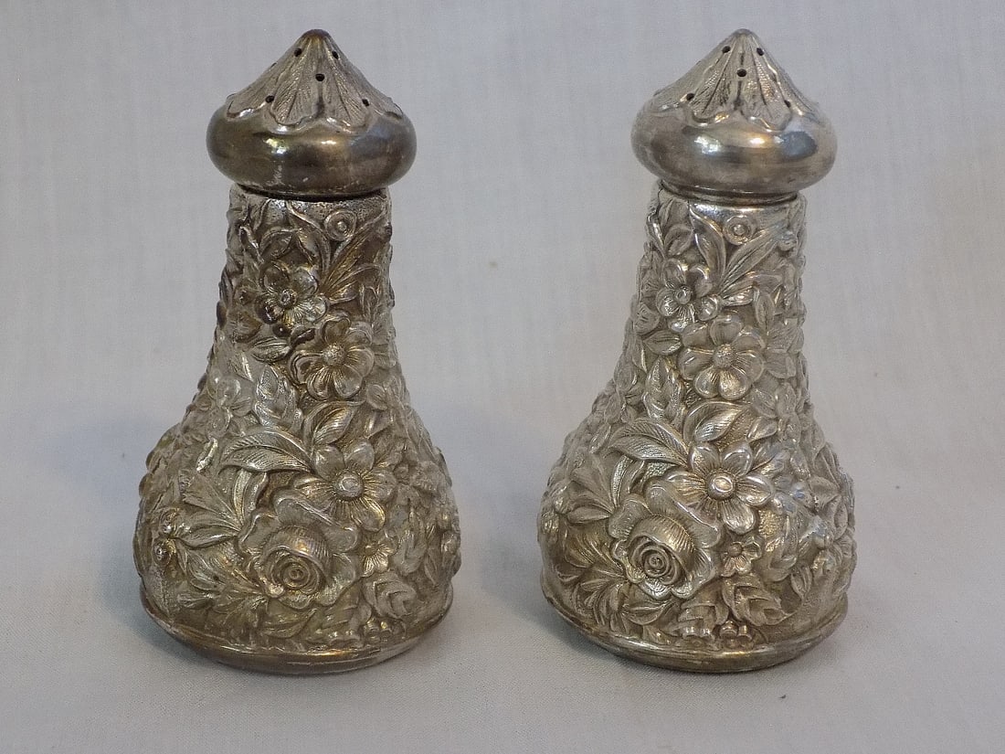Fabulous pair of S. Kirk and Son Repousse salt and pepper shakers (1 of 5)