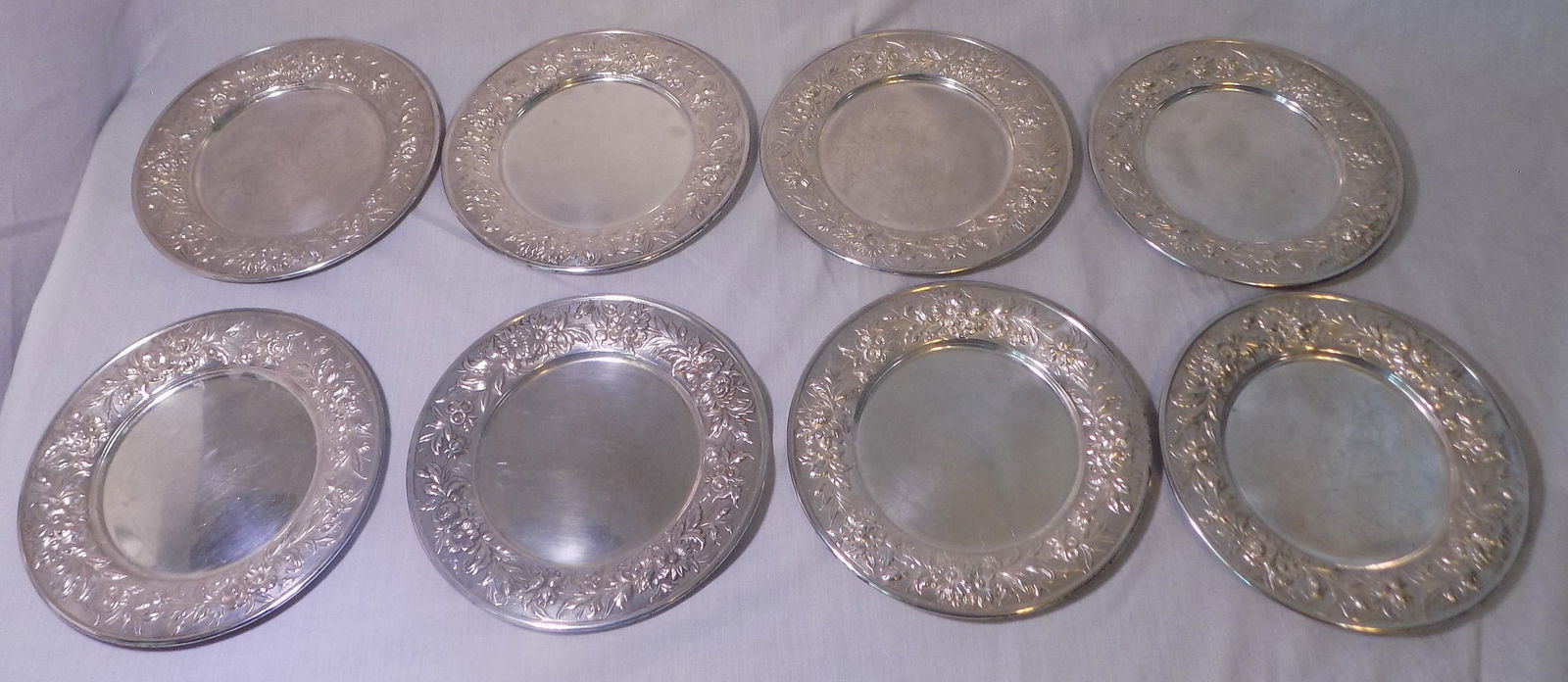 Fabulous set of eight S. Kirk and Son Repousse bread plates (1 of 5)