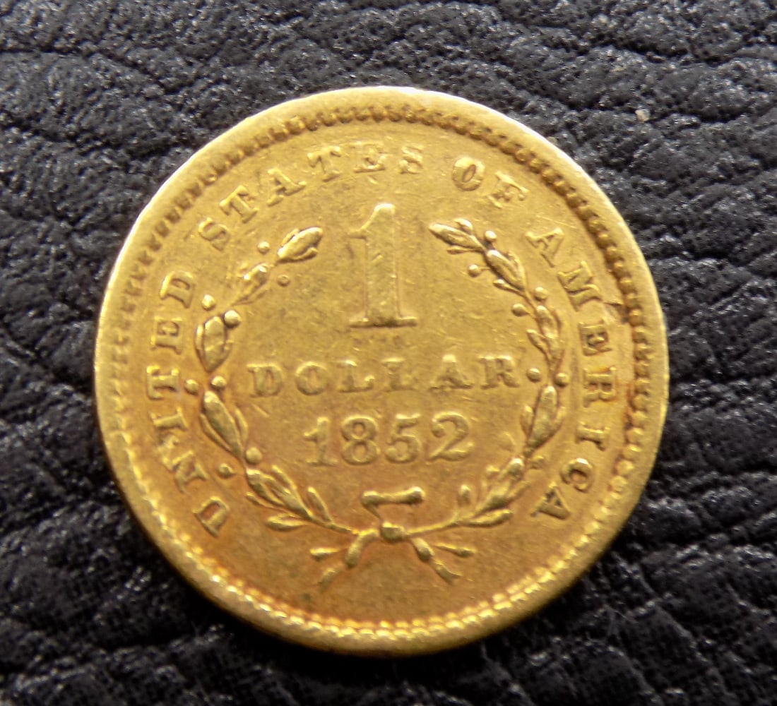 1852 Type 1 one dollar gold coin (1 of 2)