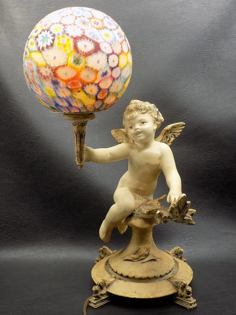 Wonderful antique angel lamp with millefiori (1 of 10)