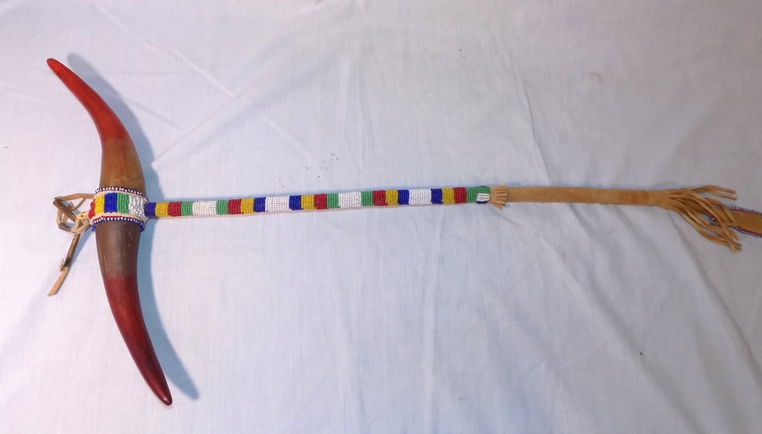 Vintage Native American Indian beaded wand or war club (1 of 7)
