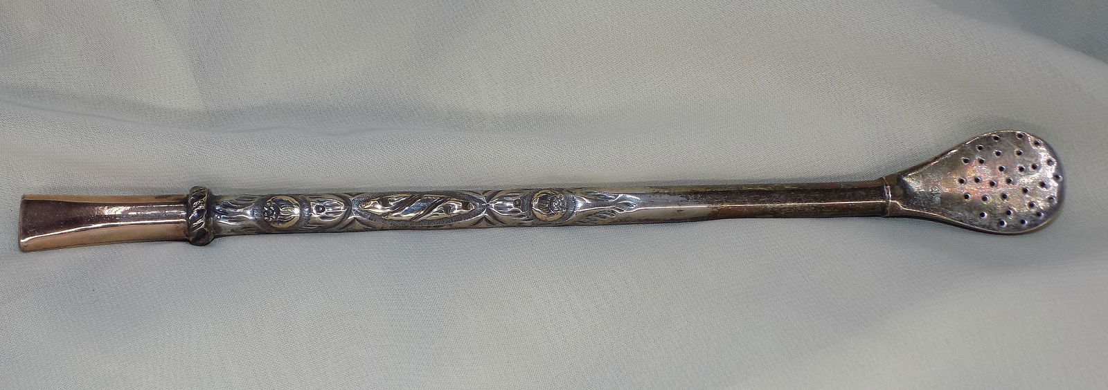 Vintage 800 sterling silver touchmarks tea strainer straw (1 of 9)