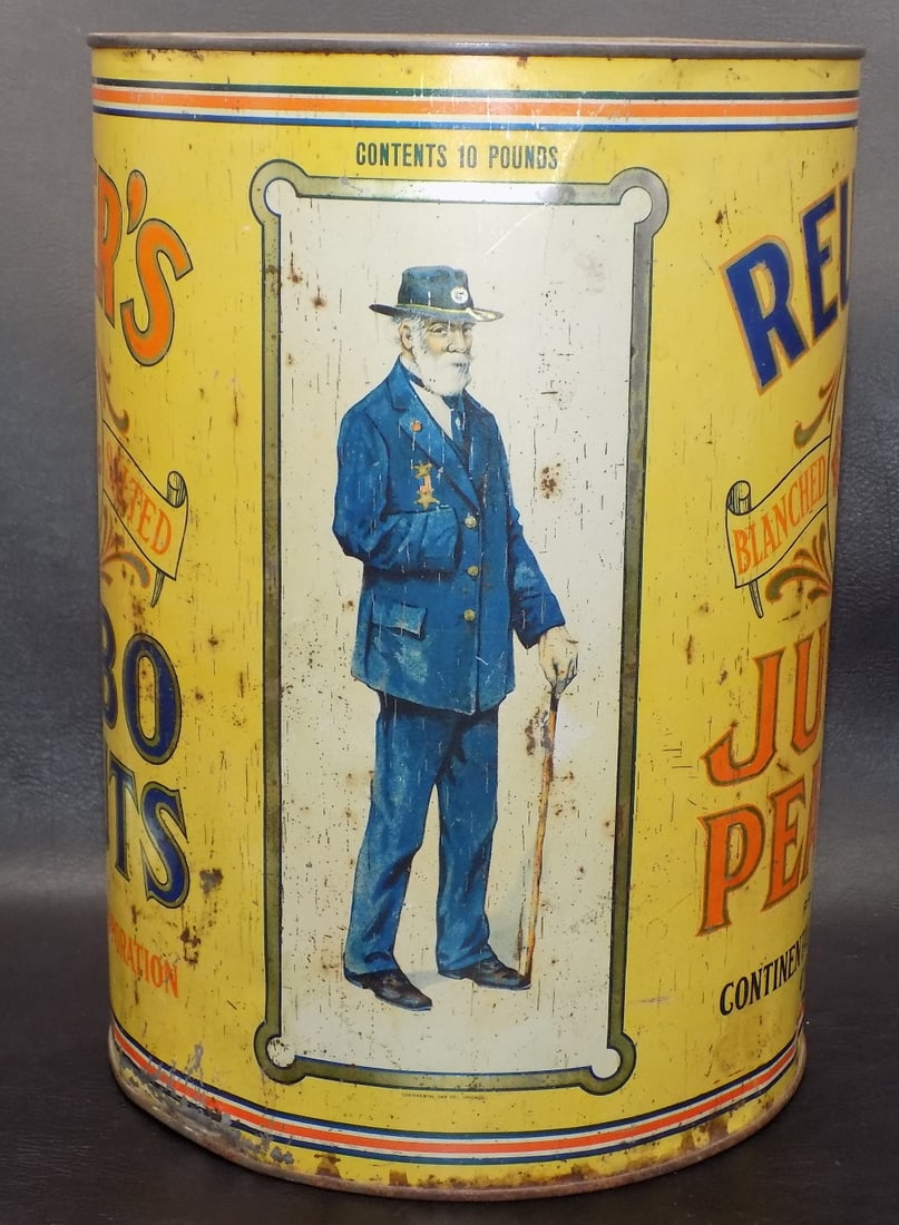 Large antique  Reuters Jumbo Peanuts advertising tin (1 of 5)