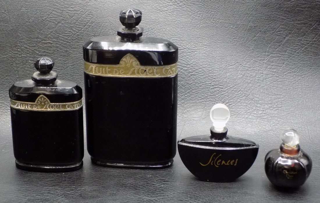 Four vintage perfume bottles Caron Nuit de Noel, Baccarat black crystal (1 of 8)