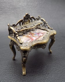 Fabulous antique Austrian Viennese enamel decorated miniature vanity desk
