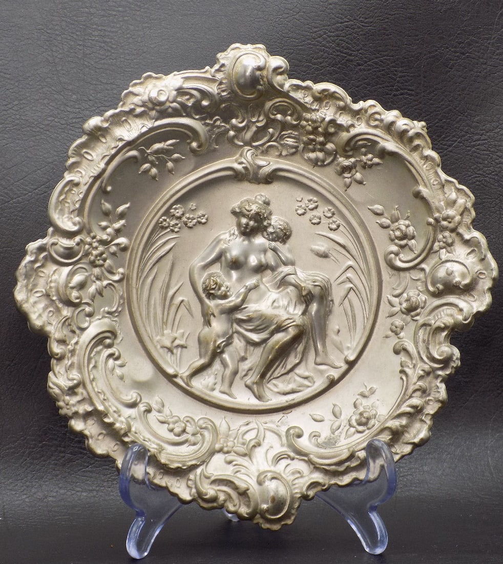 Highly decorated vintage scenic wall plaque or tray (1 of 4)