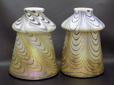 Pretty pair of art glass lamp shades