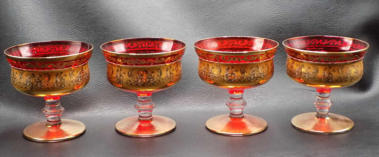 Magnificent vintage highly decorated set of Moser decorated sherberts (1 of 9)