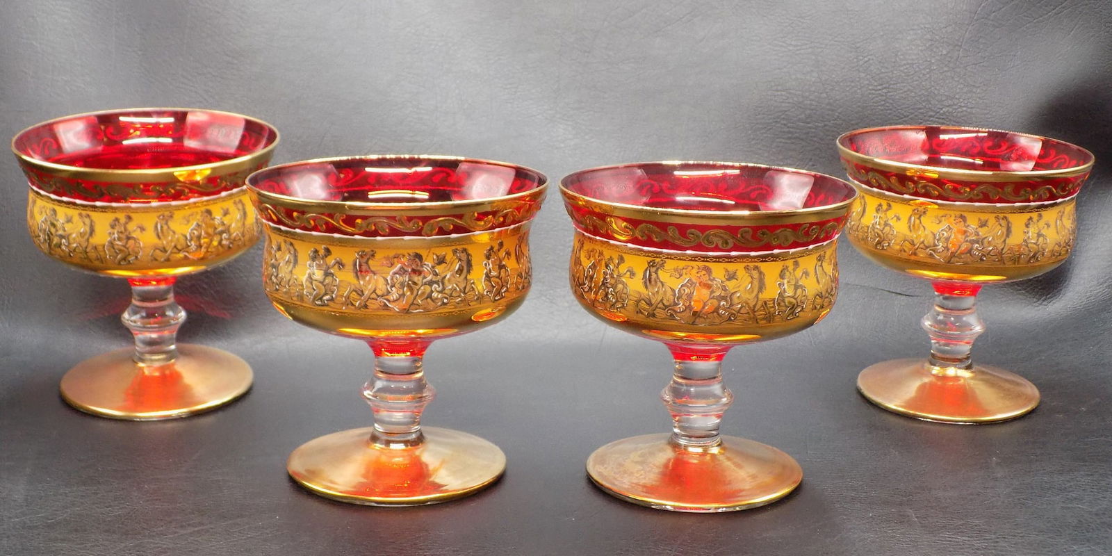 Magnificent vintage highly decorated set of Moser decorated sherberts (1 of 9)