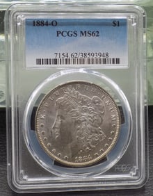 1884 0 graded MS62 PCGS Morgan silver dollar