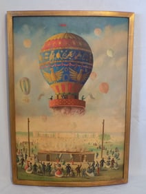 Marvelous antique artist signed painting of Hot Air Ballons