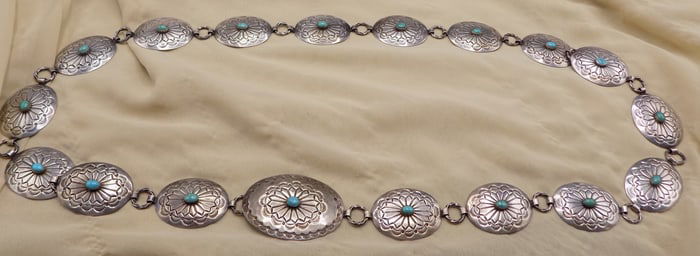 Vintage Native American Indian artist signed concho belt