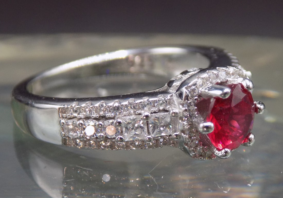 Beautiful ruby and topaz sterling silver ring (1 of 6)