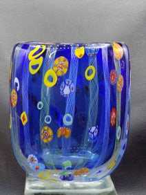 Vibrant midcentury modern Murano art glass vase