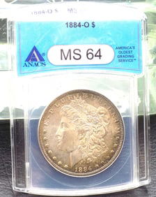 1884 O graded MS64 ANACS Morgan silver dollar
