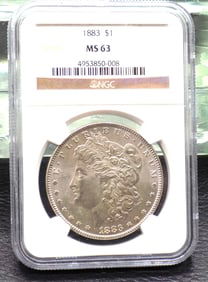 1883 graded MS63 NGC Morgan silver dollar