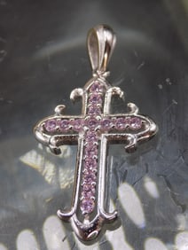 Beautiful 2 cwt pink sapphires sterling silver religious