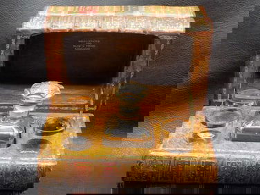 Most unusual antique hidden liquor set in books with music box