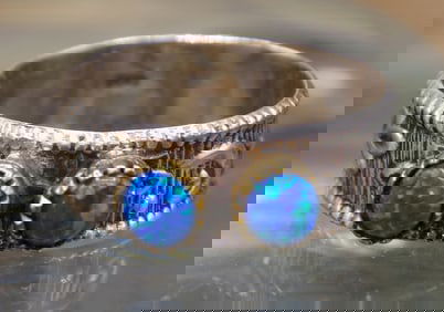 Beautiful blue fire opals sterling silver ring