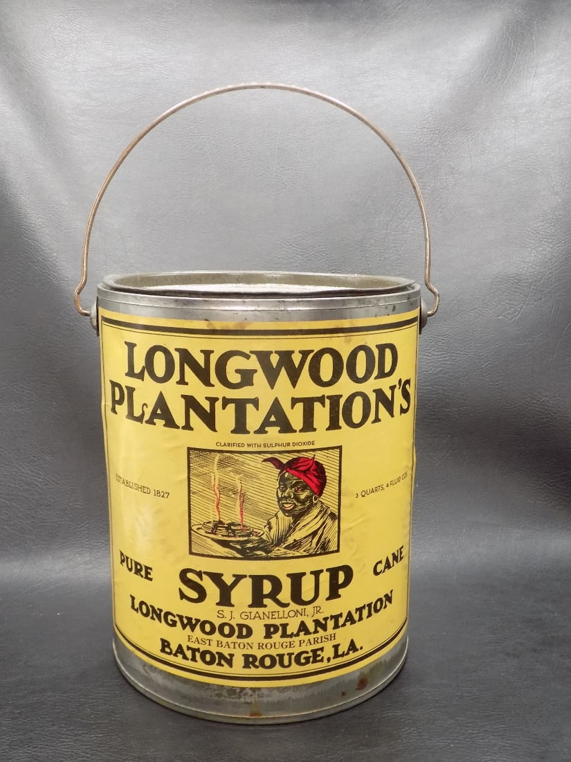 Vintage Black Americana Longwood Plantations Syrup advertising tin bucket (1 of 8)