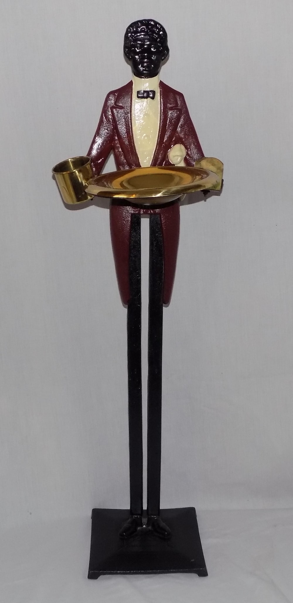 Vintage Black Americana floor standing cast iron ashtray and match holder (1 of 8)