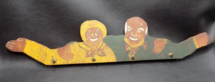 Vintage Black Americana Folk Art hot pad holder or key holder