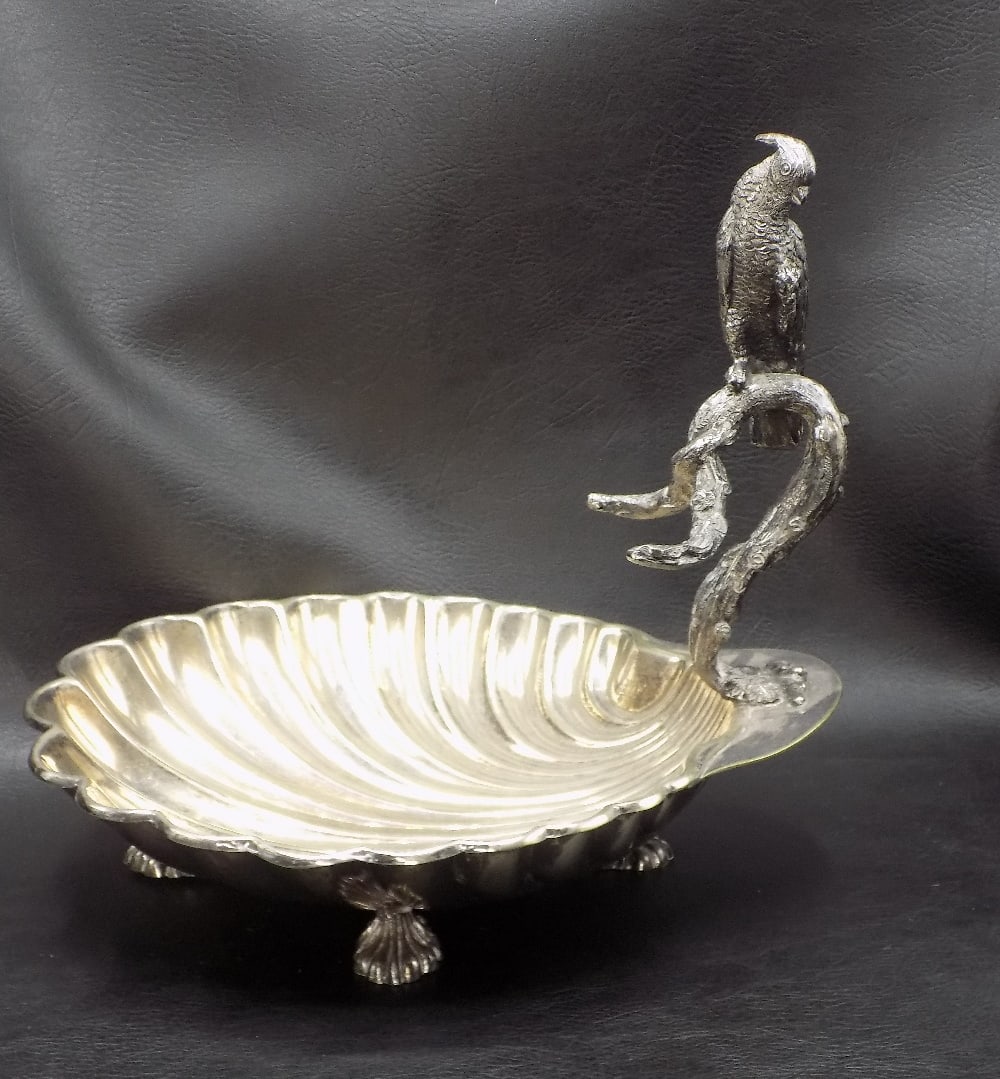 Unusual vintage silver candy dish with parrot (1 of 7)