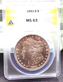 1881 S graded MS63 ANACS Morgan silver dollar