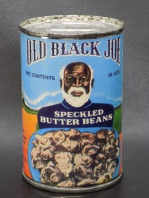 Vintage Black Americana Old Black Joe Speckled Butter Beans advertising tin