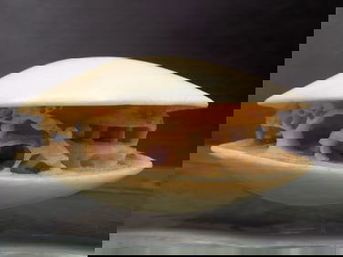 Intricate vintage Oriental hand carved netsuke seashell