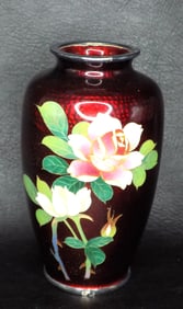 Wonderful vintage Japanese cloisonne enamel over silver vase