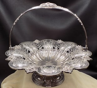Large magnificent antique silverplated basket
