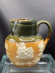 Antique Royal Dalton advertising Dewars Whisky stoneware pottery pitcher
