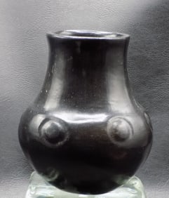 Vintage Native American Indian black pottery vase