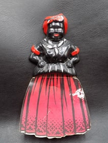 Vintage Black Americana Mammy Aunt Jemima note pad holder with 1952 calendar