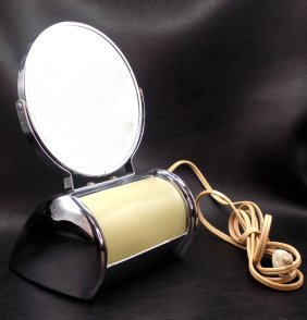 Unusual Art Deco chrome make up lamp with mirror
