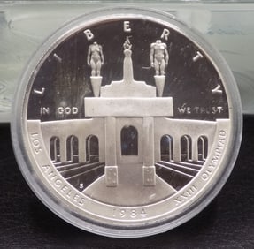 Proof 1984 Los Angeles Olympiad one dollar .999 silver coin