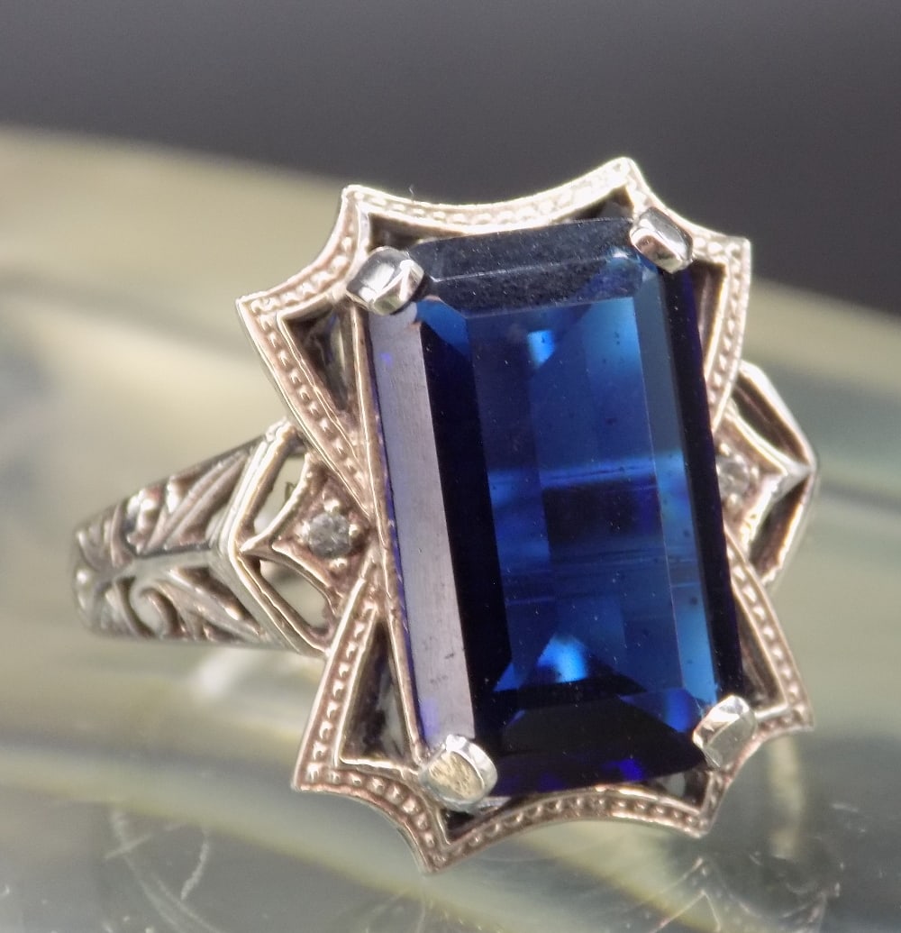 Beautiful 10 ct sapphire and aquamarine sterling silver ring (1 of 6)